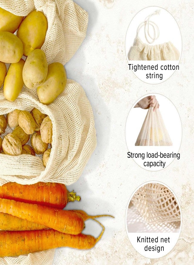 LZMS 3PCS Cotton Drawstring Tote Bag Sustainable,Breathable Reusable Grocery Bag, Durable & Comfortable for Shopping and Storage(3, Large) - Image 2